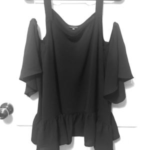 Black tank with flutter sleeves